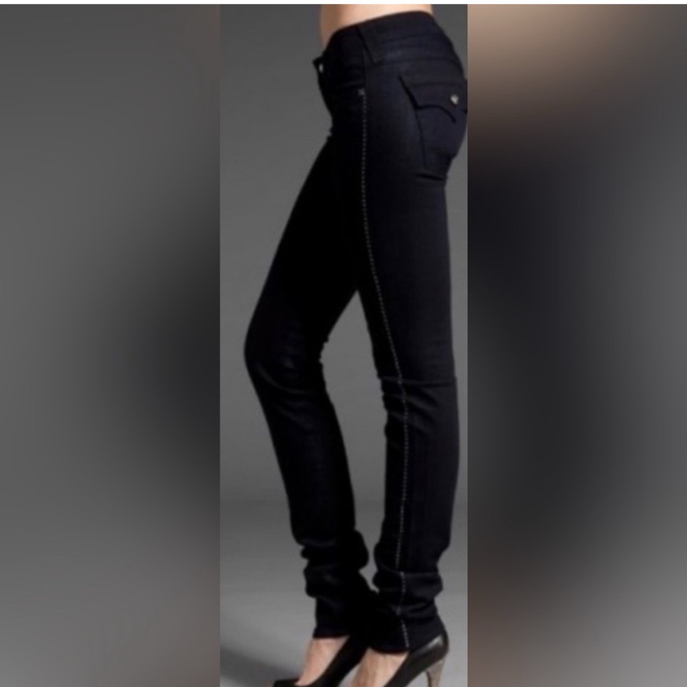 True Religion Black Disco Julie Low Rise Black Jeans, crystal embellishments, 24